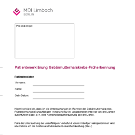 Patientenerklärung zur Früherkennung von Gebärmutterhalskrebs