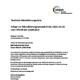 Anlage zur Urkunde nach DIN EN ISO 15189